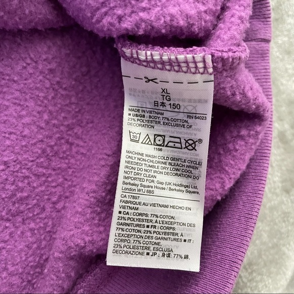 Gap Kids Purple Logo Hoodie Sweatshirt Pockets XL - Picture 5 of 7
